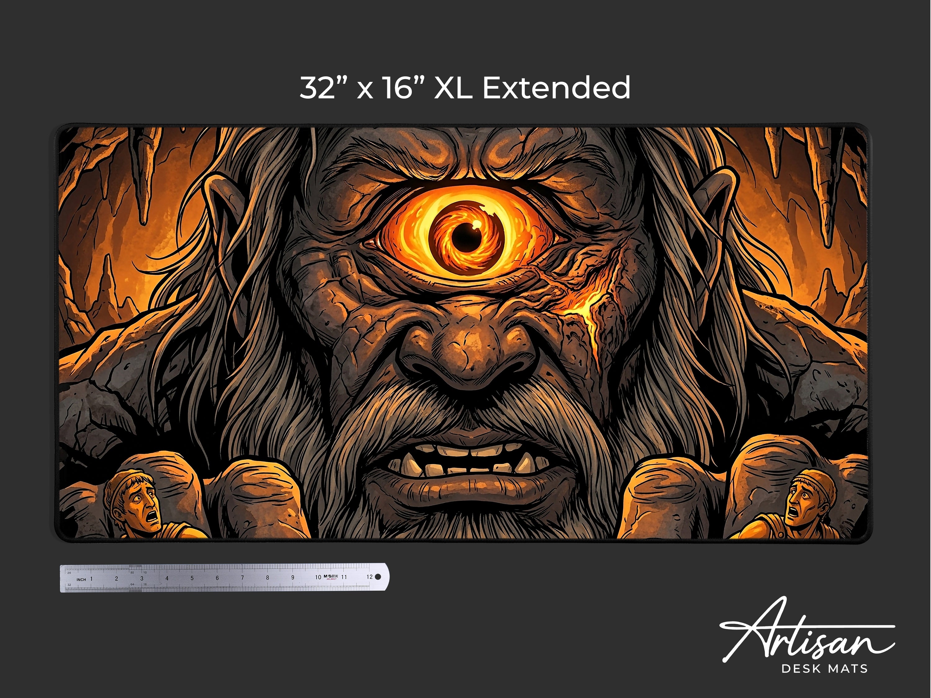 Polyphemus Desk Mat, Greek Mythology Gaming Mousepad, XL Neoprene Dark Fantasy Cyclops