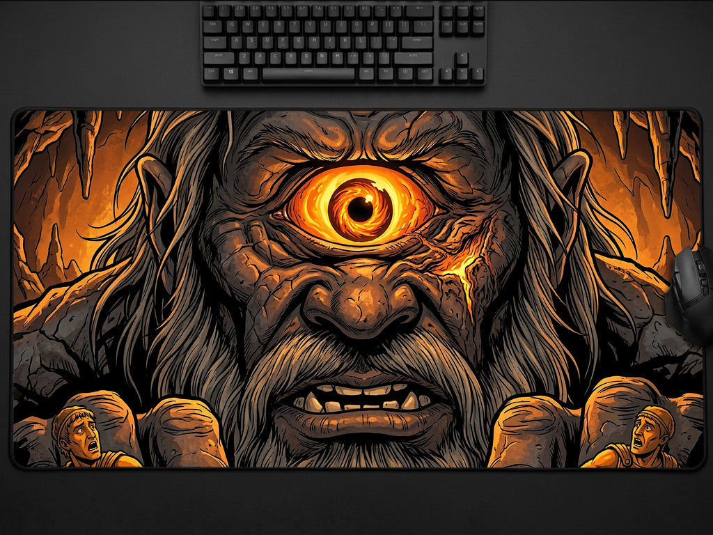 Polyphemus Desk Mat, Greek Mythology Gaming Mousepad, XL Neoprene Dark Fantasy Cyclops